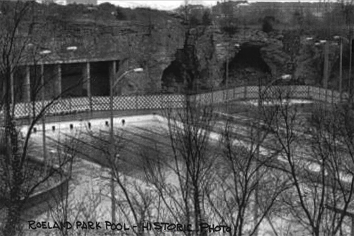 The old Roeland Park pool when it was operating off Roe Ave. at the site of the caves.