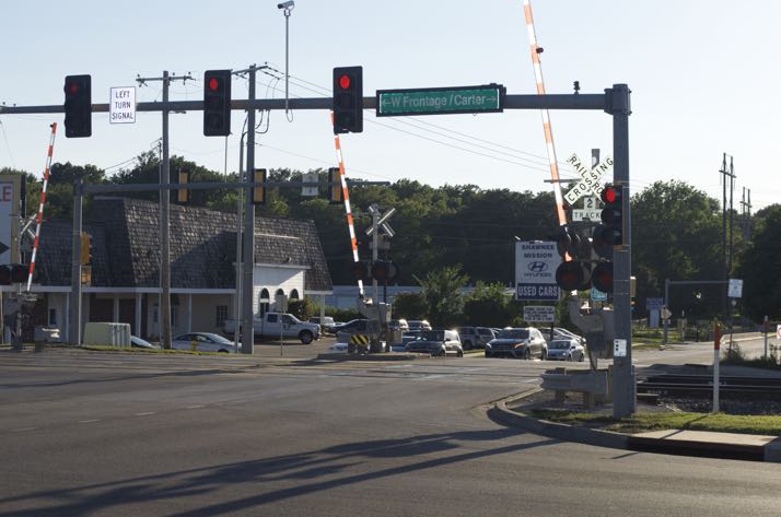 The crossing at 67th and Carter will be one of the three Merriam crossings affected by the switch in warning systems.