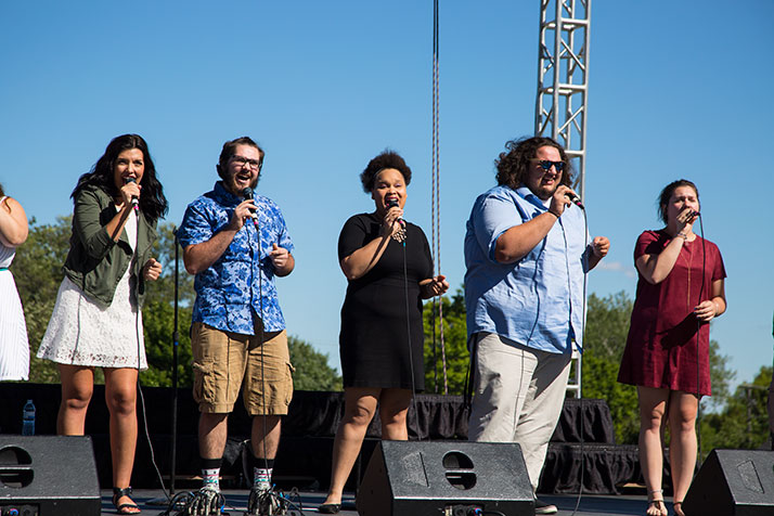 The KCKCC vocal jazz ensemble at the 2016 Prairie Village Jazz Festival.