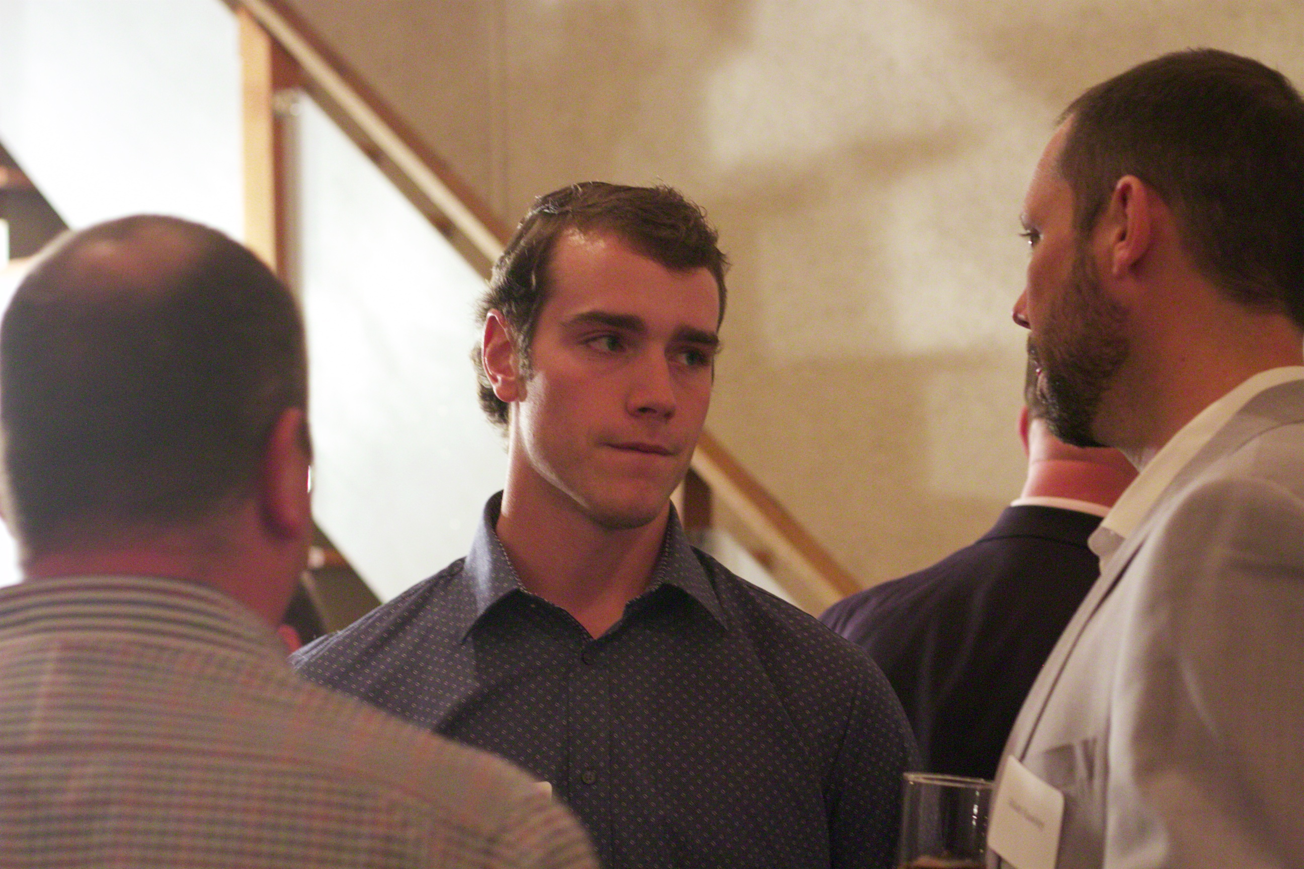 Atlanta Braves prospect Joey Wentz mingles with the crowd on Thursday at Shawnee Mission East baseball's fundraiser "Tales from the Dugout." Wentz was inducted into SM East baseball's inaugural hall of fame class.