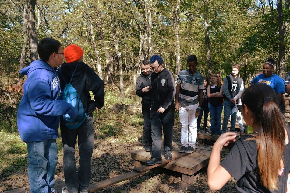 JAG-Kansas students on a challenge course. Leadership skills development is a key part of the program's curriculum. Photo via JAG-K website.