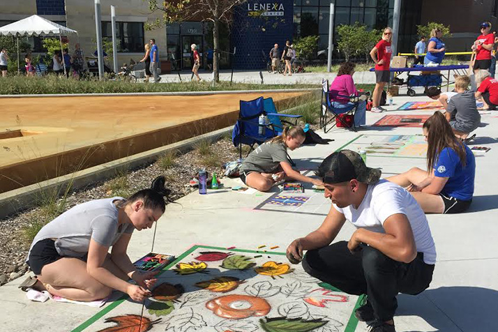 Sidewalk artists at work during last weekend's LenEXPO. Photo by Dawn Bormann Novascone.