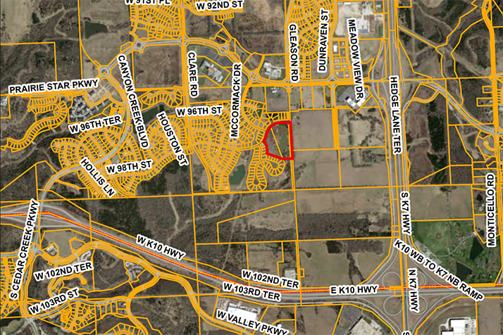 A map showing the location of the new Olathe School District elementary in Lenexa.