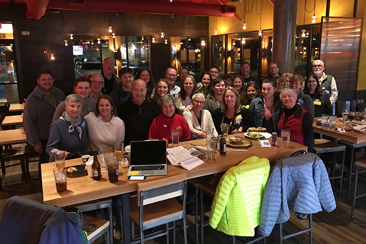 Mary Sinclair watched the results come in with a group of supporters at Corinth Square in Prairie Village Tuesday. Submitted photo.