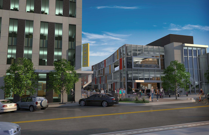 A rendering of the Edison from ground level.