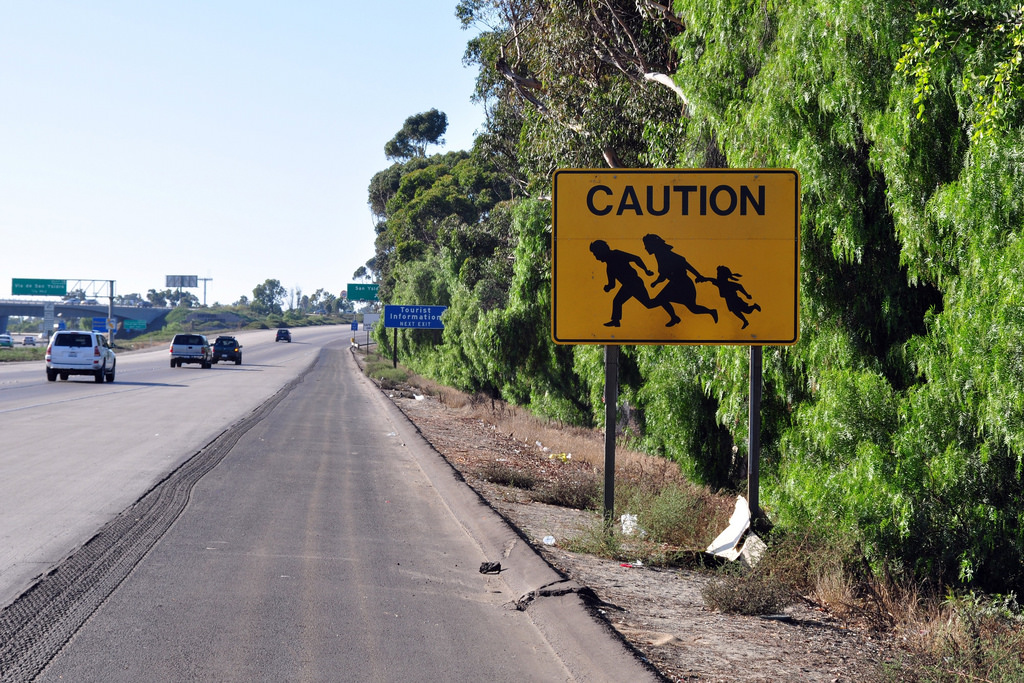 A road sign north of the U.S.-Mexico border near Tijuana.