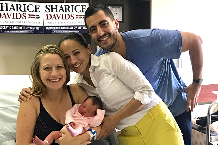 Danielle and Cole Robinson with Sharice Davids and their newborn daughter Nina Sharice last Wednesday. Photo submitted.