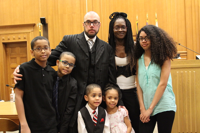 Don Miller with his family, including his wife, Angela Miller and their five children (from left, Christopher Baxter, Don Miller Jr., Priest Miller, Melody Miller and Trinity Miller, at Veterans Treatment Court graduation.