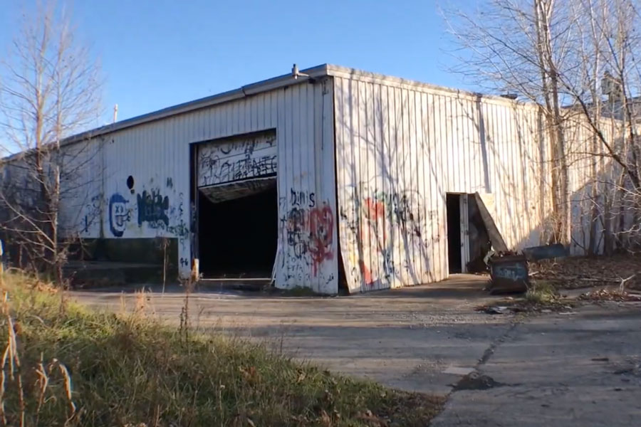 Abandoned Johnson County warehouse on the site of the old Kuhlman diecasting plant in Overland Park. 