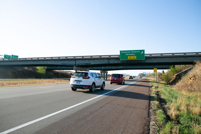 Traffic along K-7 Highway in western Shawnee at Johnson Drive.