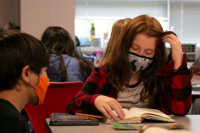 Shawnee Mission students in class with masks