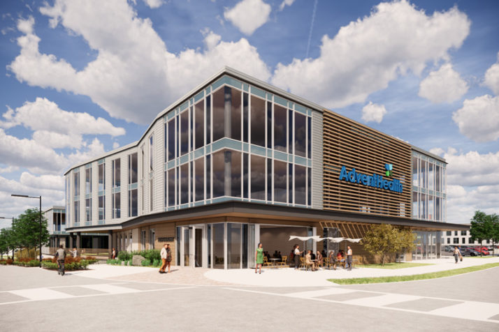 A design rendering of the AdventHealth campus getting underway in the Lenexa City Center. When finished, the campus will cover 25 acres at the corner of Renner Boulevard and 87th Street Parkway.