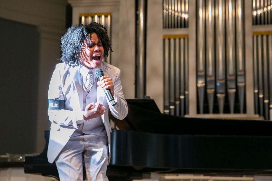 Troy Sanders performs at Prairie Village MLK Day celebration