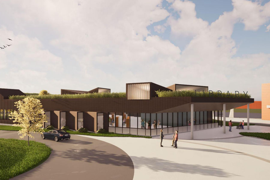 Antioch Library extended roof