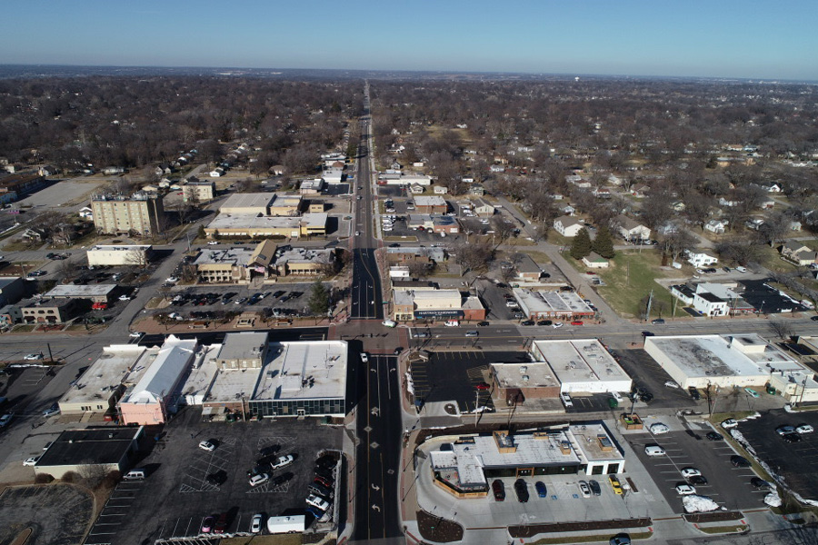 An aerial view of downtown Shawnee, where the city has focused a lot of its energy toward redevelopment. Those efforts are just part of the overall Achieve Shawnee comprehensive plan.