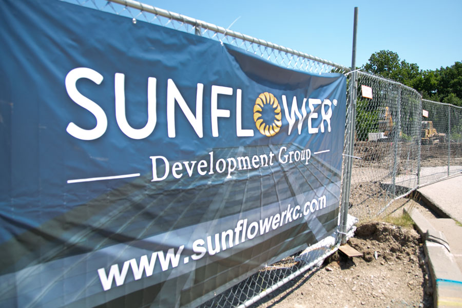 Sunflower Development Group sign outside of Mission Bowl redevelopment