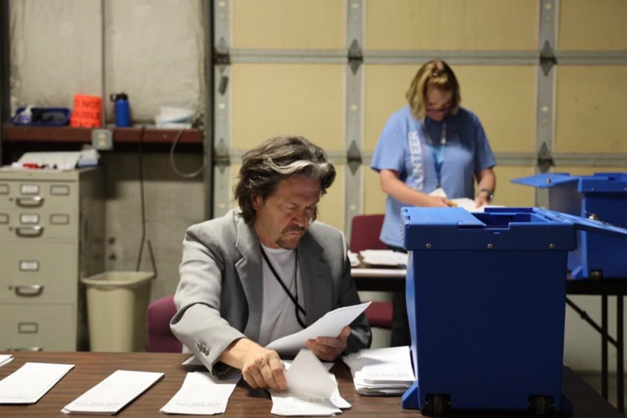 Johnson County election workers during a recount of the August primary.