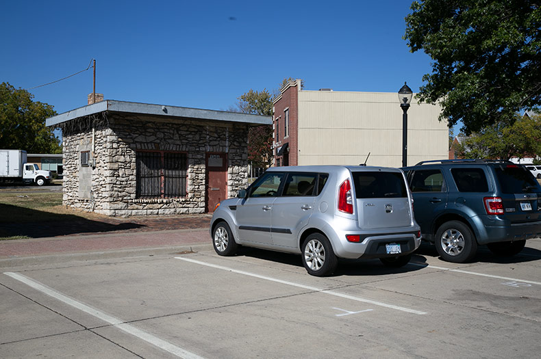 The city of Lenexa's first gas station site, where new EV charging stations could now be installed.