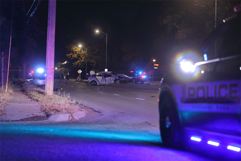 Two cars involved in Overland Park crash on 95th Street.