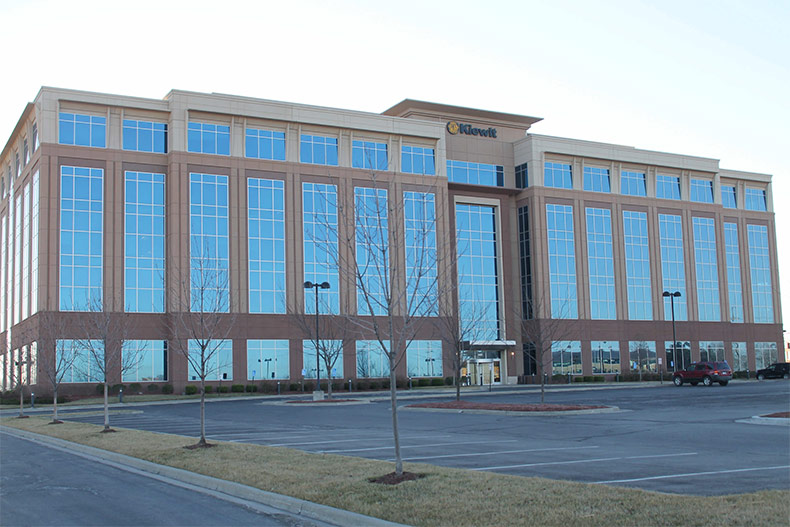 The former Kiewit headquarters on 95th Street and Renner Boulevard.