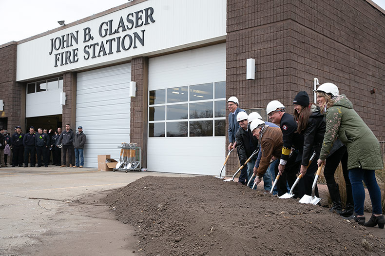 Shawnee officials break ground on John B. Glaser Fire Station improvements.