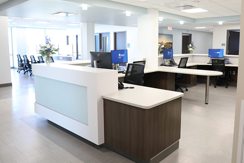 AdventHealth Shawnee Mission original tower nurse stations.