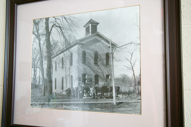 Merriam Christian Church 110th anniversary. Above, the original church house. 