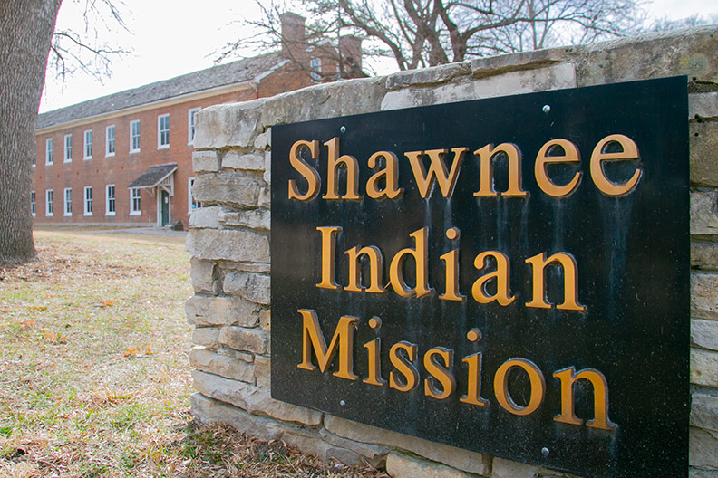 'Save' the Shawnee Indian Mission flyers were sent to nearby residents by the Shawnee Tribe. Pictured is the Shawnee Indian Mission front sign.