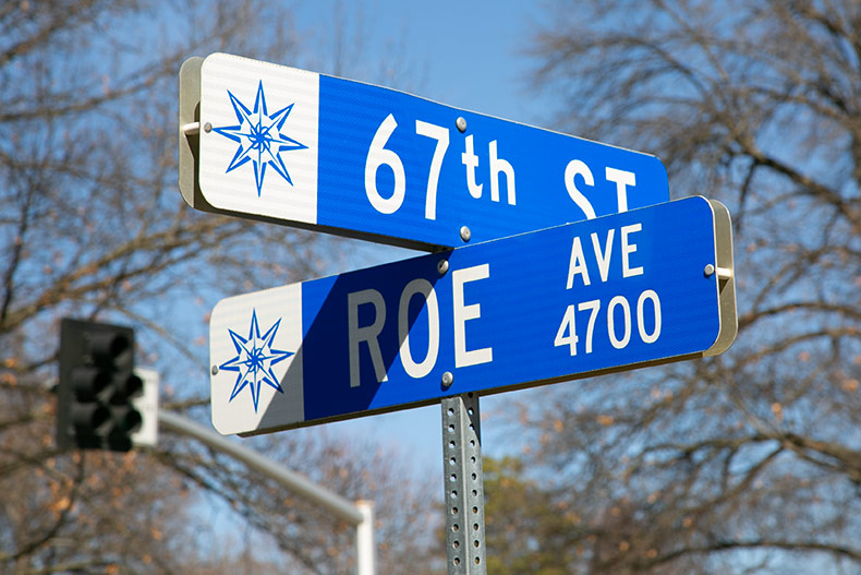 Prairie Village street rehab includes 67th between Roe and Nall. Above is the 67th and Roe intersection