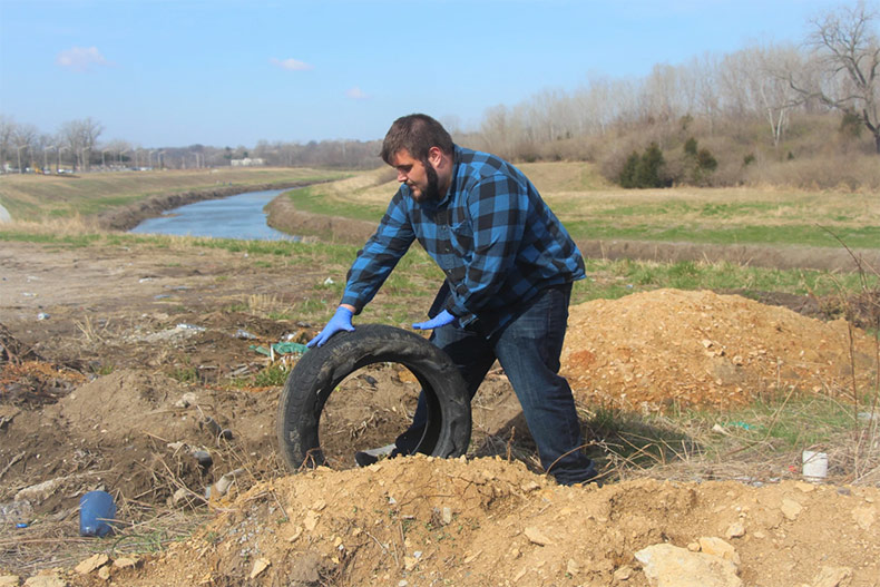 Blue River cleanup in Kansas City last April.