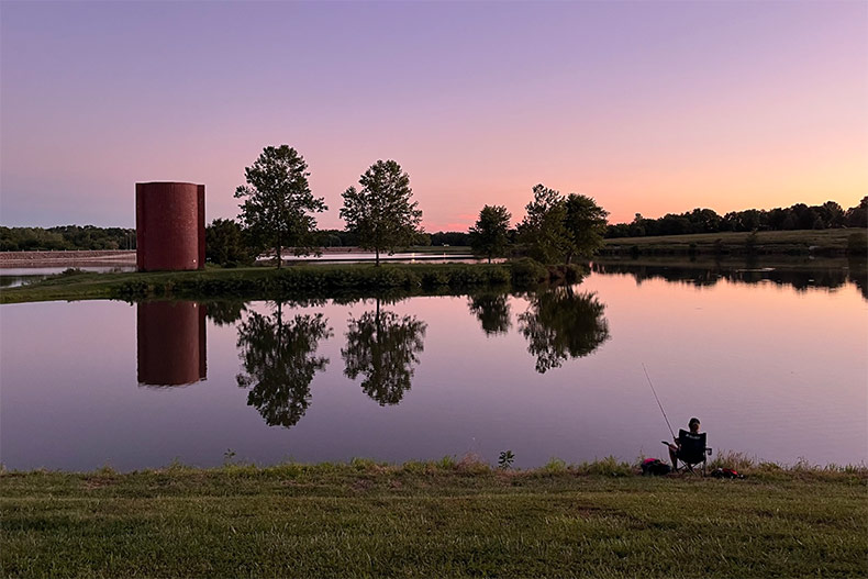 A peaceful sunset at Heritage Park in Olathe.