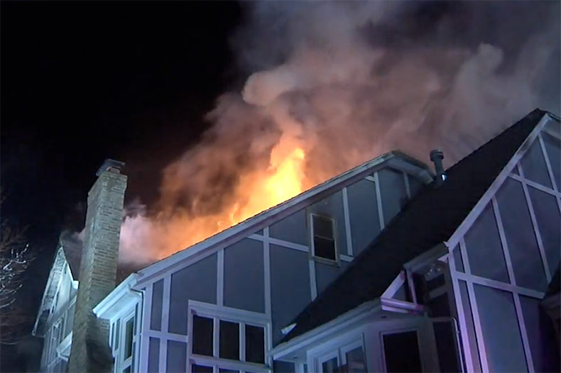 Overland Park family escapes house fire that started in fire pit