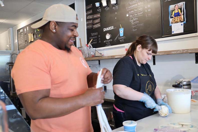 The Golden Scoop opened its original Overland Park location in 2021, and its owners say they have a waitlist of some 30 people applying for jobs. Photo credit Lucie Krisman.