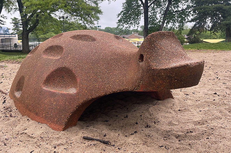 Prairie Village Tommy the Turtle currently at Harmon Park.