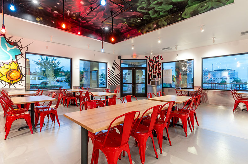 The interior of Dave's Hot Chicken on Metcalf Avenue, which opens Aug. 4.