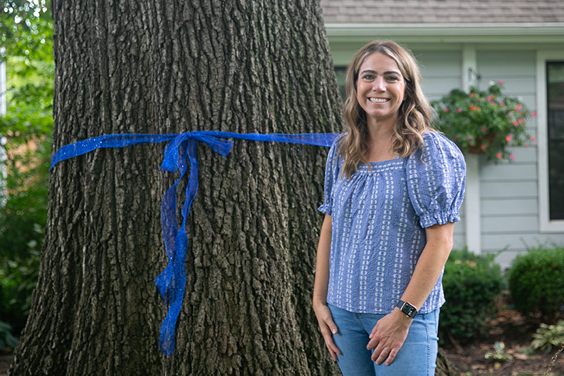 Heather Bridgens, the organizer of the blue ribbon parade as a memorial for the Fairway officer Jonah Oswald who died in the line of duty. 