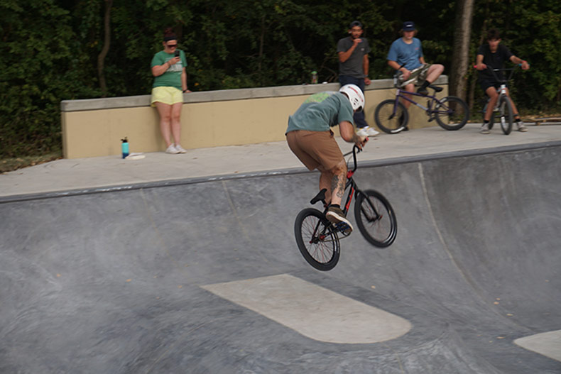 Biker performs a jump