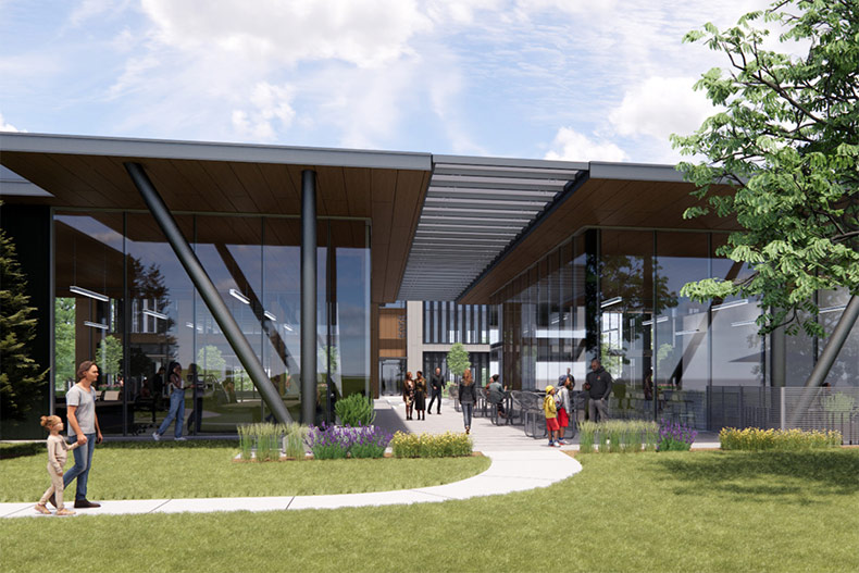 A Westwood Rainbow project rendering shows pavilion buildings. 