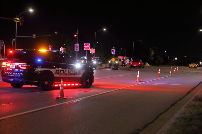Overland Park Police on the scene near 107th and Metcalf at an Aug. 27 traffic accident. Photo credit Mike Frizzell.