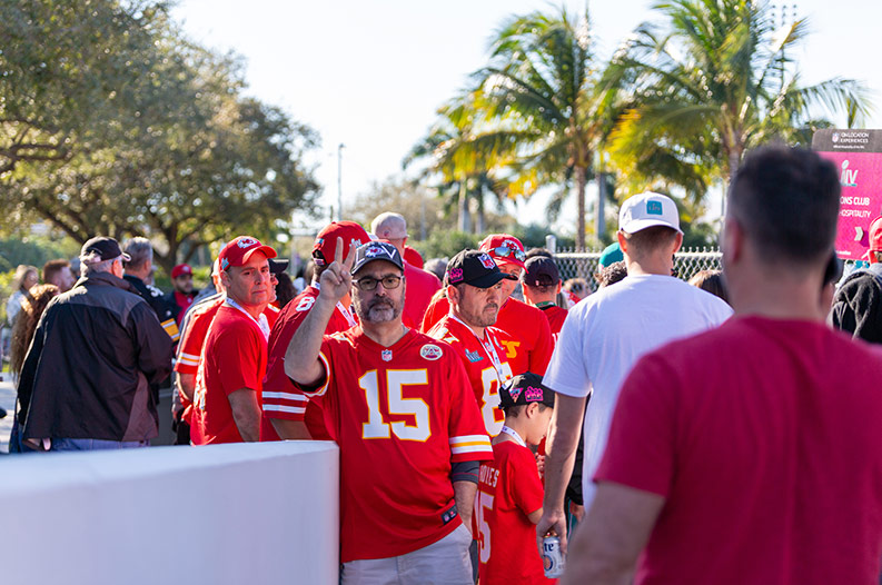 Chiefs fans at Super Bowl LIV in Miami in 2020. Photo credit Shutterstock. 