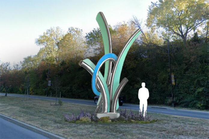 A rendering of the Roeland Park sculpture headed to the city's northern limits.