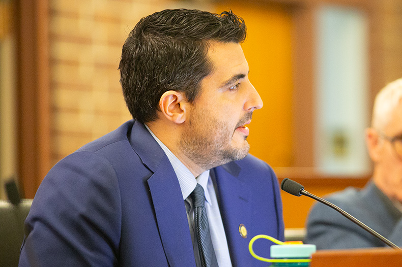 Prairie Village Councilmember Cole Robinson at the Jan. 16, 2024 city council meeting. Photo credit Juliana Garcia.