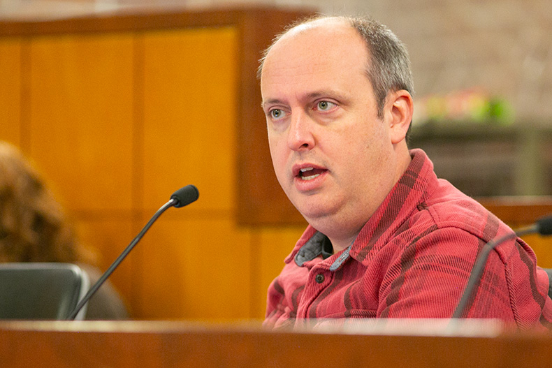 Prairie Village Councilmember Ian Graves at the Jan. 16, 2024 city council meeting.