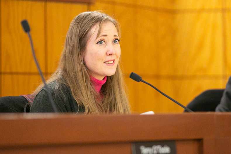 Prairie Village Councilmember Inga Selders at the Jan. 16, 2024 city council meeting. Photo credit Juliana Garcia.