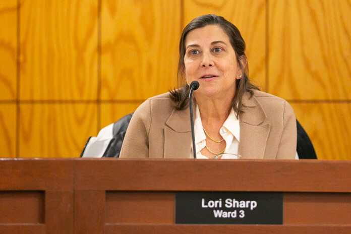 Prairie Village Councilmember Lori Sharp at the Jan. 16, 2024 city council meeting. Photo credit Juliana Garcia.