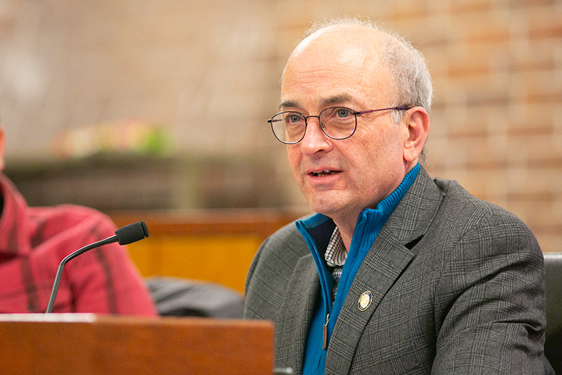 Prairie Village Councilmember Terrence Gallagher at the Jan. 16, 2024 city council meeting. Photo credit Juliana Garcia.