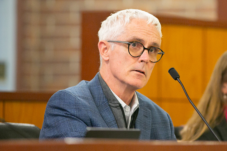 Prairie Village Councilmember Terry O'Toole at the Jan. 16, 2024 city council meeting. Photo credit Juliana Garcia.
