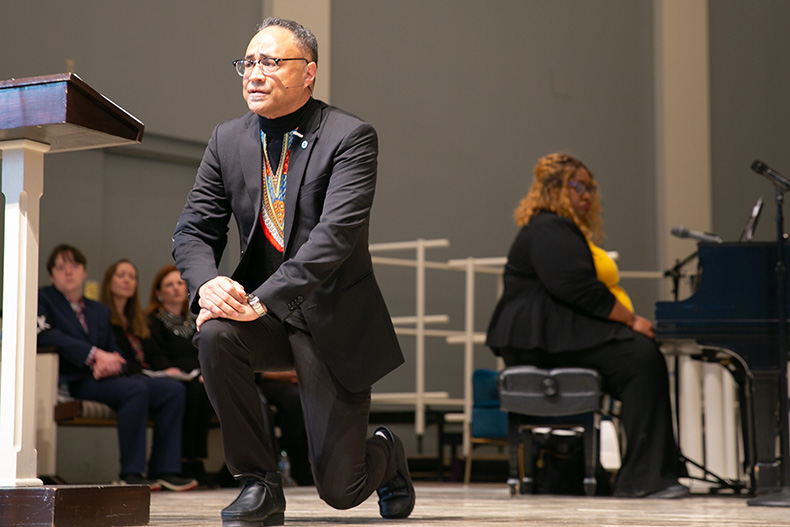 George Williams shares his poem at the 2024 Prairie Village MLK celebration.