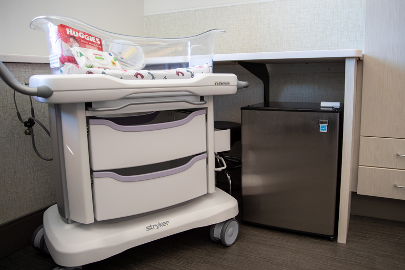 Along with a new design, mini-fridges were added to each room to allow guests to bring and store their drinks and food. “Many mothers will bring in jelly sandwiches as those are something they are cautioned against eating while pregnant,” said Annette Hinton.