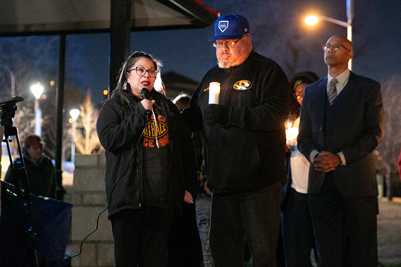 A vigil honored Lisa Lopez-Galvan and other Super Bowl rally shooting victims.